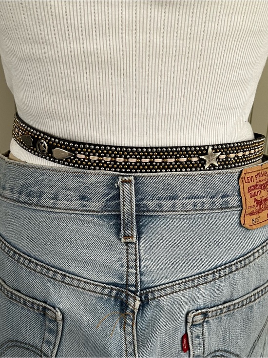 Lily Farouche Two Tone Gold Silver Studded Leather Belt main image 6